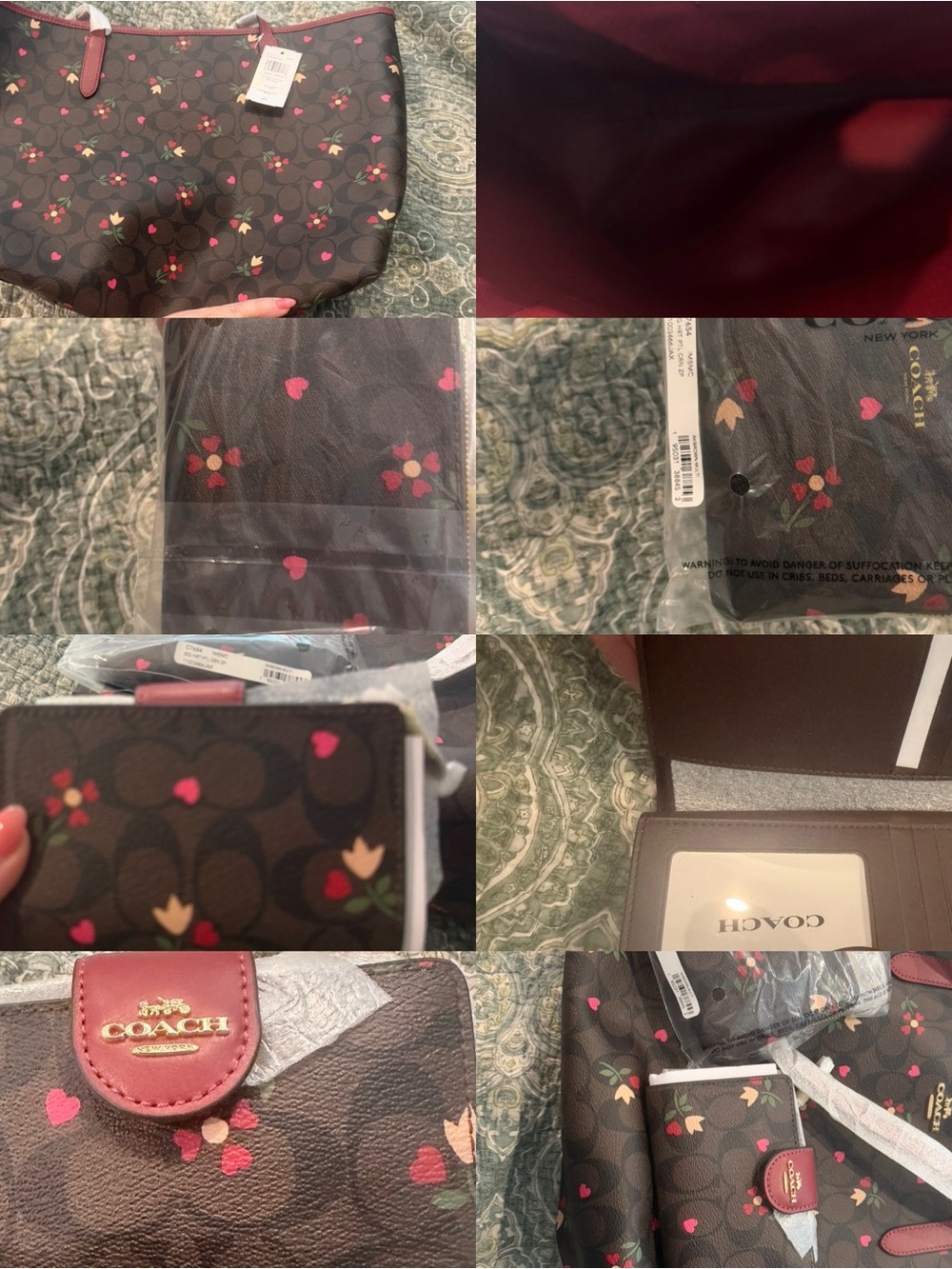 Coach City Tote Brown Floral Logo Tote- wallet and wristlet accessories, as well